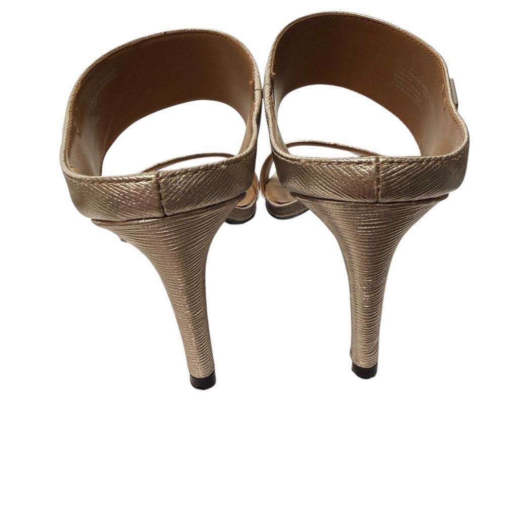 Calvin Klein Gold Metallic Mule Heels‎ Open Toe Slip On 5.5 - Picture 8 of 11